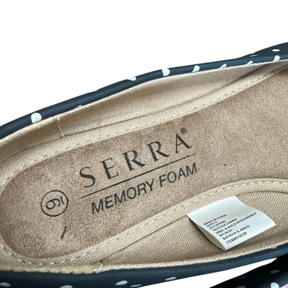Serra Memory Foam Women's Slip On Flat Shoes Navy & White Polka Dots Size 9 - Picture 8 of 8